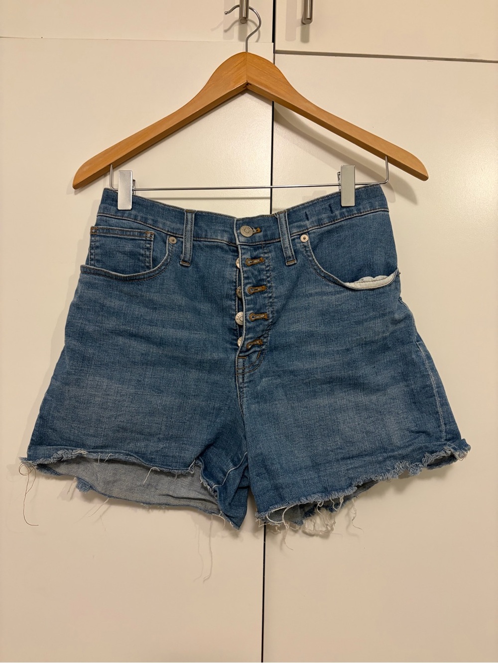 Madewell High-Rise Button-Front Denim Shorts - Blue
